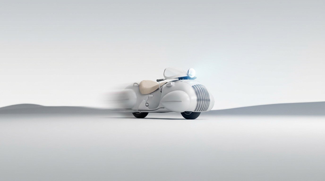 The same motorcycle in a white studio look