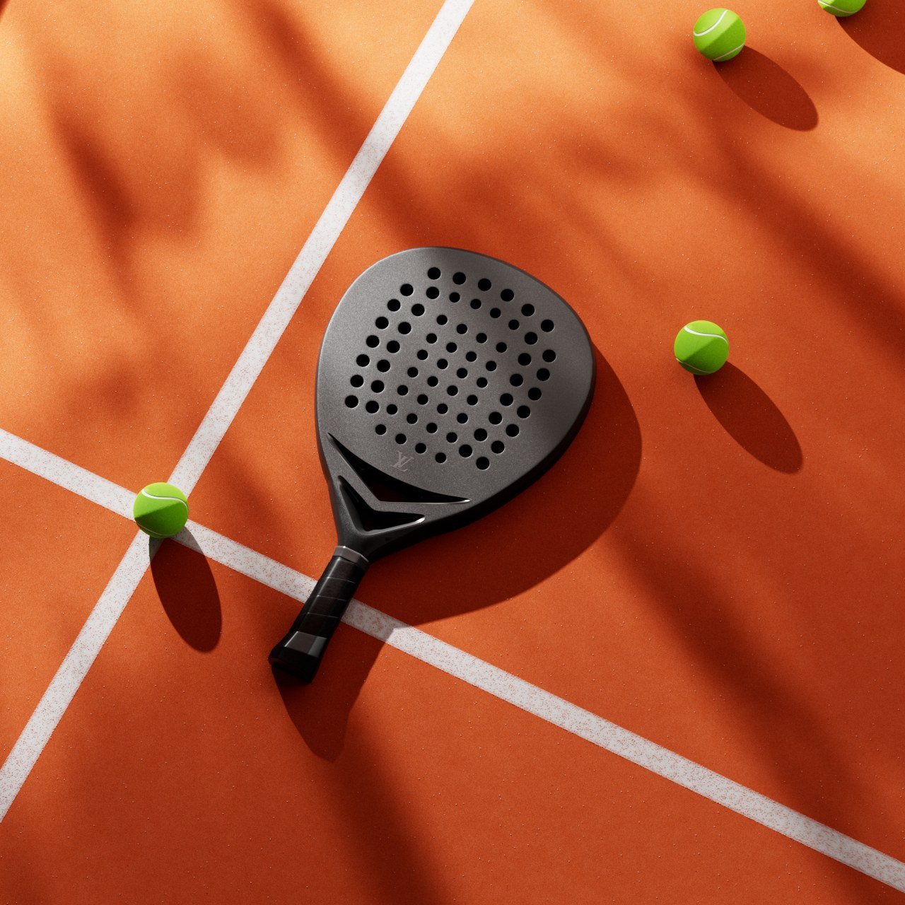 The same padel racket on a clay court