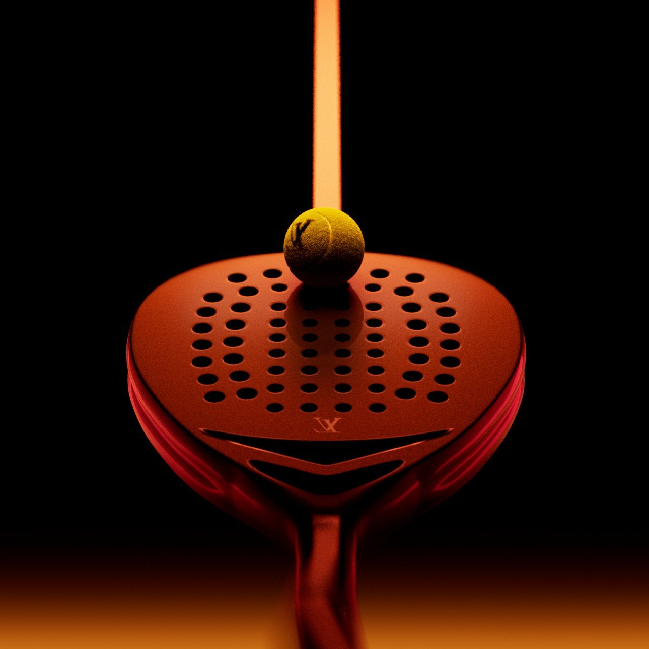 Padel racket in dramatic studio light
